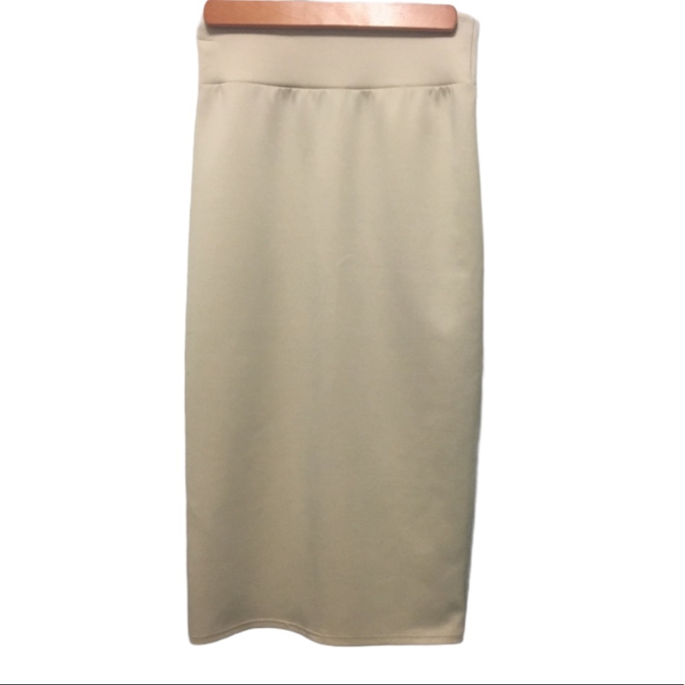 Objex- beige midi pencil skirt women’s small